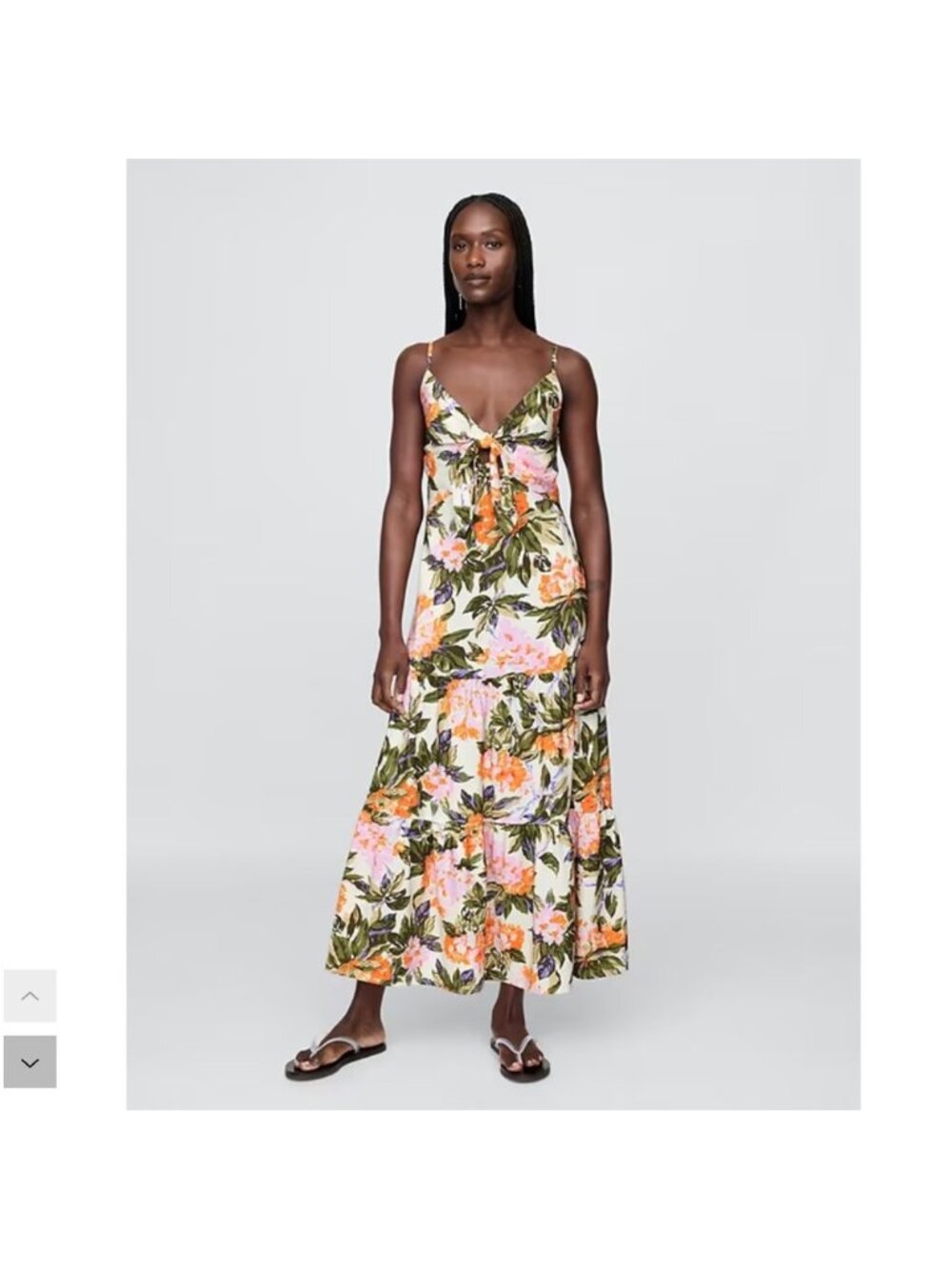 GAP Floral Tie Front Tiered Maxi Dress XXL Smocked Waist Ruffle Boho Cottagecore